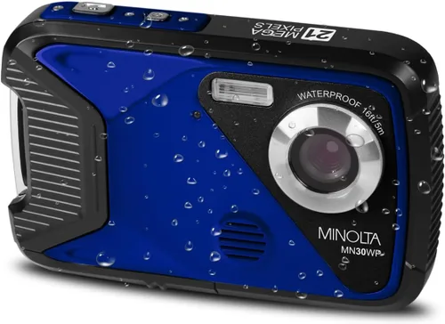 Minolta Cámara digital resistente al agua – 16 pies, fotos de 21 MP, video HD de 1080p, LCD de 2.8 pulgadas, zoom digital 4X, antivibración,