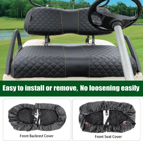 Vista 4 de Roykaw Juego de fundas de asiento de carrito de golf para Club Car DS OEM, material de vinilo de grado marino/más resistente y cómodo, transpirable
