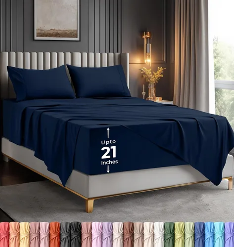 Vista 24 de Utopia Bedding - Juego de sábanas de bolsillo profundo para cama individual – Se adapta a colchones de hasta 21 pulgadas – Refrescantes, suaves
