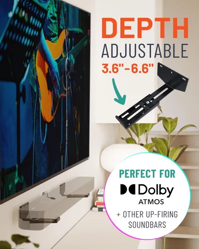 Vista 4 de ECHOGEAR Soporte de pared para barra de sonido, funciona con todas las barras de sonido, incluyendo Samsung, Vizio, LG y más, profundidad ajustable