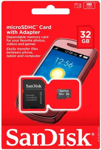 Vista 2 de SanDisk microSDHC - Tarjeta de memoria flash de 32 GB, negro, SDSDQM-032G-B35 (embalaje al por menor)