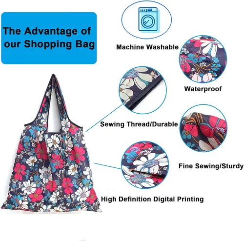 Vista 5 de 6 bolsas de comestibles reutilizables extragrandes de 50 libras, bolsas de compras plegables para comestibles, bolsa de playa, bolsas de nailon