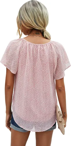 Vista 7 de Mansy - Blusas sueltas de verano con cuello en V y estampado floral para mujer