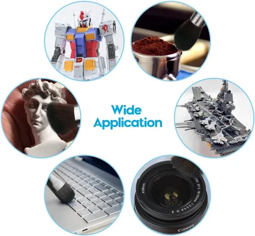 Vista 6 de Juego de 3 cepillos de limpieza modelo (mango de madera de alta calidad), cepillo suave para plumero, cepillo de polvo de modelo profesional