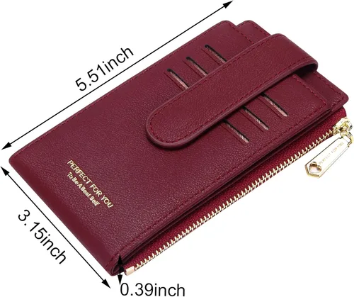 Vista 2 de ZRTARY Slim Card Holder Wallets for Women RFID Bifold Card Case Money Organizer with Zipper Pocket