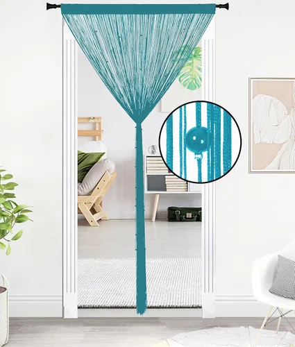 Vista 6 de Cortina de cuentas para puerta con borlas, panel de ventana con cuentas, divisor de habitación, decoración de pared, cortinas de armario