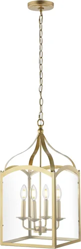 Vista 9 de JONATHAN Y Lámpara colgante tradicional de bronce aceitado de 11 pulgadas, pantalla de metal y cristal transparente, lámpara clásica para vestíbulo