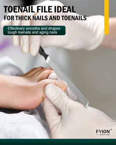 Vista 2 de FVION 2 limas de uñas largas de metal para uñas gruesas, lima de uñas de acero inoxidable, limas de uñas duraderas y eficientes para uñas naturales