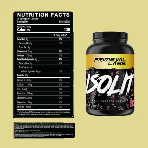 Vista 2 de Primeval Labs ISOLIT - Proteína de suero en polvo, 100% aislado de suero de leche, 0.88 oz de proteína, BCAA, absorción rápida, fácil digestión