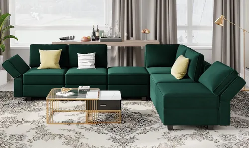 Vista 67 de Belffin Sofá modular Módulo medio con almacenamiento Accent Silla sin brazos para sofá modular seccional terciopelo negro