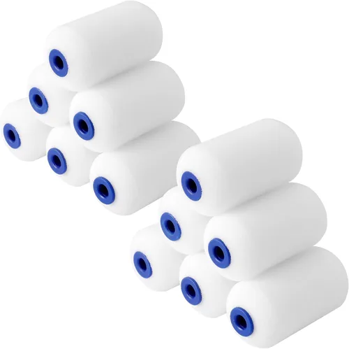 WORKPRO Rodillo de pintura pequeño de 2.5 pulgadas, paquete de 12 mini cubiertas de rodillo de pintura de espuma para retoques pequeños,