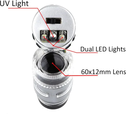 Vista 5 de 60X Mini Illuminated Jeweler - Lupa de lente UV LED con paquete minorista Kare and Kind (60X)