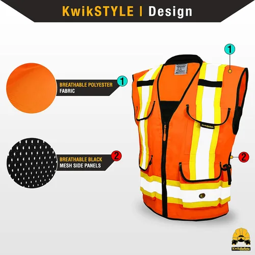 Vista 2 de KwikSafety GODFATHER - Chaleco de seguridad clase 2 [naranja, mediano] + paquete de casco de ala completa TORTOISE