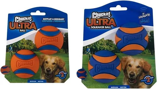 Chuckit! Ultra Ball, paquete de 2 bolas ultra chirriantes, paquete de 2