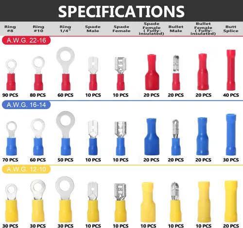 Vista 3 de Qibaok Kit de herramientas de prensado de terminales de cable con 800 conectores de cable PCS