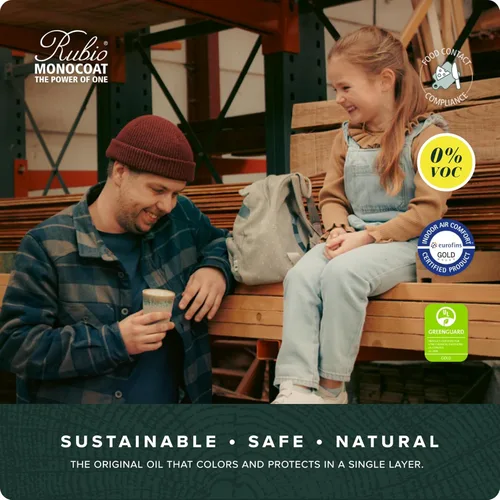 Vista 6 de Rubio Monocoat Tinte y Acabado para Madera 650 pies² - Blanco 5% Oil Plus 2C Secado Rápido, Aceite para Madera de Linaza Ecológico para Uso