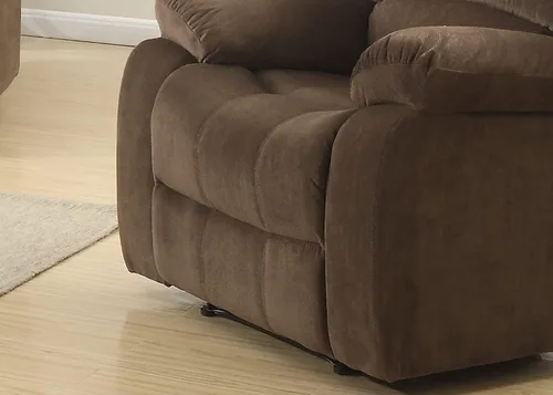 Vista 5 de AC Pacific Bill Modern - Sillón reclinable manual tapizado para sala de estar con almohada acolchada, reposabrazos y asiento reclinable, silla Marrón