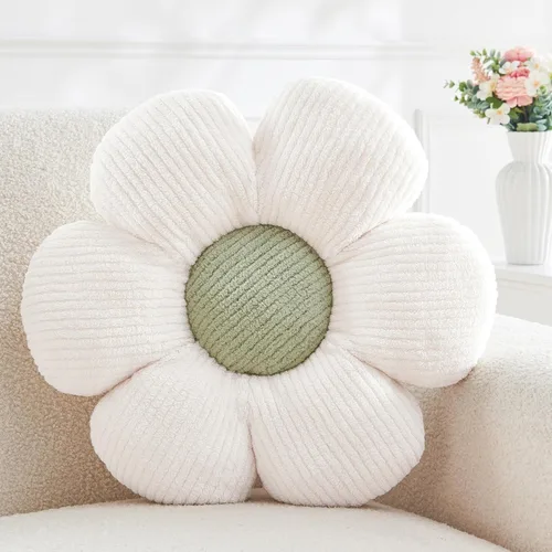Vista 20 de Almohada en forma de flor rosa, cojín de suelo de 13.7 pulgadas, cojín de flor para sofá, sofá cama, almohada suave de margarita, cojín decorativo