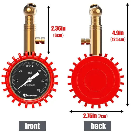 Vista 3 de Medidor de presión de neumáticos de 0 a 60 PSI – Calibre de neumáticos de alta precisión con esfera brillante grande de 2 pulgadas fácil de leer