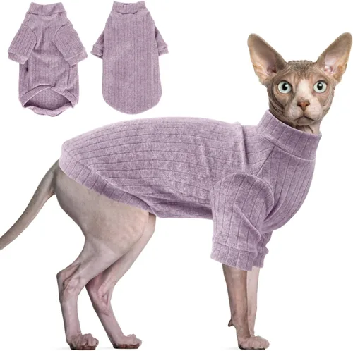 Vista 8 de Idepet Sphynx Suéter Camisa para Gatos sin Pelo Gatitos Ropa Suave para Cachorros Pullover Pijamas Lindas para Gatos Mono de Algodón Vestimenta