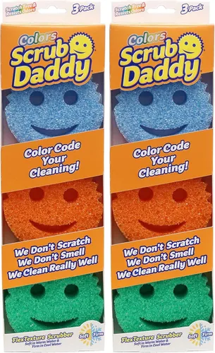 Vista 11 de Scrub Daddy Esponjas de Color – Esponjas multiusos para platos sin arañazos para limpieza de cocina, baño y hogar – Hechas con espuma de polímero