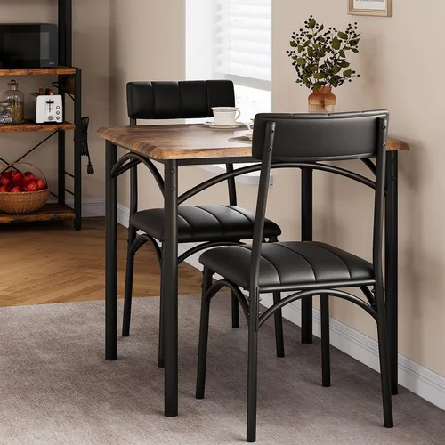 Vista 8 de Mesa de cocina y sillas para 4, juego de mesa de comedor para 4 personas con sillas tapizadas, juego de mesa de cocina rectangular de 5 piezas