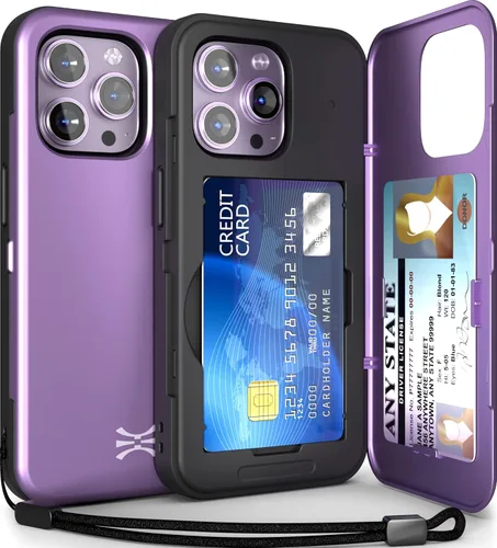 Vista 9 de TORU CX Slim - Funda tipo cartera para iPhone 14 Pro Funda protectora a prueba de golpes resistente con tarjetero oculto y ranura para tarjetas