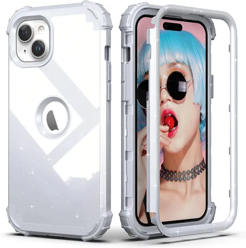 Vista 15 de IDweel Funda para iPhone 14 Plus con Protector de Pantalla para Hombres y Mujeres, Lujosa 3 en 1 a Prueba de Golpes de Ajuste Delgado Híbrida