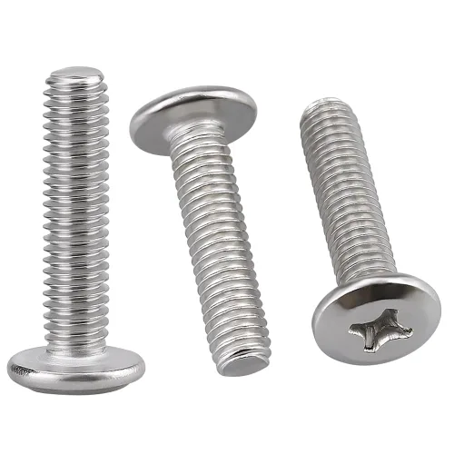 Vista 2 de Tornillos de acero inoxidable M3-0.020 x 0.315 in (paquete de 100) Tornillos Phillips de cabeza redonda plana para muebles, rosca completa, acero