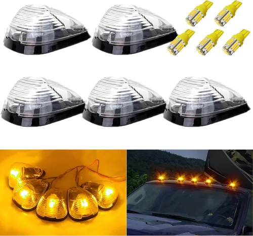 5 luces transparentes para techo con marcador de cabina 264143AM con 5 bombillas LED ámbar T10 compatibles con Ford E150 E250 E350 E450 F150 F250