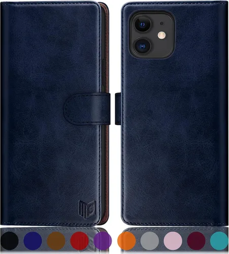 Vista 8 de SUANPOT Funda de piel tipo cartera para iPhone 11 de 6.1 pulgadas (Non 11 Pro de 5.8 pulgadas) con bloqueo RFID, tarjetero de crédito, funda