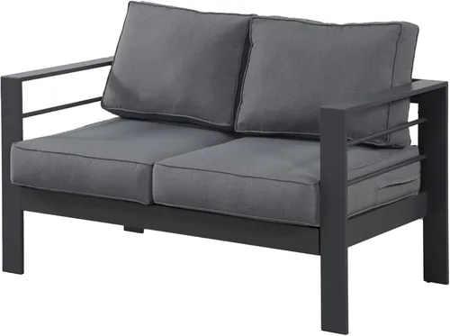 Vista 13 de Wisteria Lane - Juego de muebles de patio con sofá de aluminio, sofá para todo tipo de clima al aire libre de 3 plazas, silla de metal negro