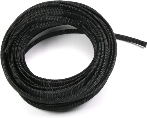 Vista 106 de Wenheww - Funda de cable trenzada expandible de PET, de 1.64 pies a 3/8 pulgadas, manga negra para organización de cables, protector de cable