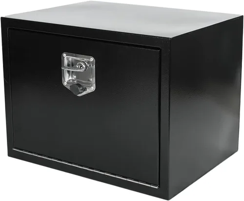 Vista 3 de 24"X18"X18" Black Steel Truck Underbody Flatbox Pickup Tool Box RV ATV Trailer Storage Tools with T-Handle Latch, Job Tool Chest