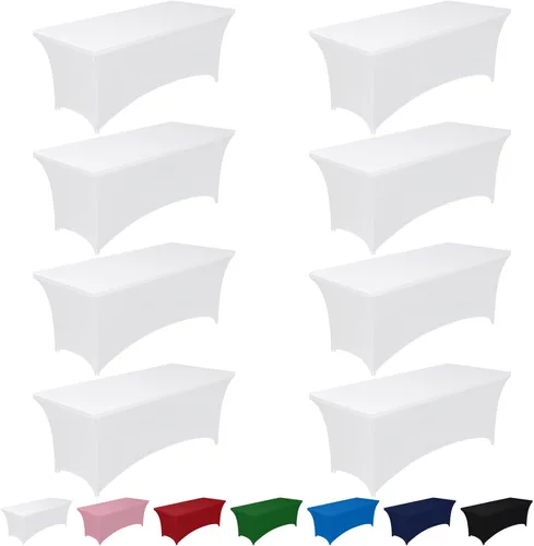 Vista 29 de Pureegg - Juego de 2 manteles de elastano ajustables de 1,2 m para mesas rectangulares, mantel elástico y sin arrugas para mesa de masajes, fiestas