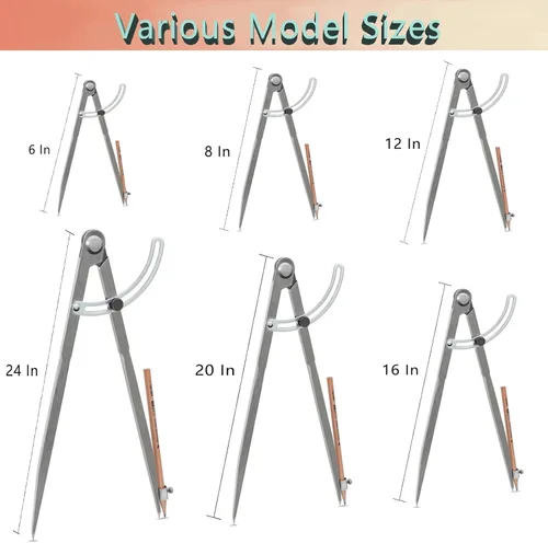 Vista 8 de Compás de 12 pulgadas para geometría, compás para carpintería, compás de carpintería de precisión con divisor de ala y soporte para lápices, compás