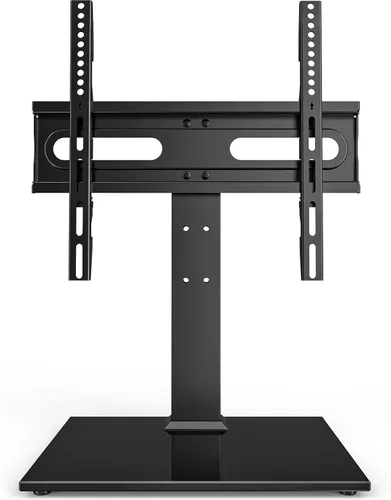 Vista 9 de Soporte universal giratorio/de mesa para TV de 27 a 60 pulgadas con giro de 80 grados, base de vidrio templado resistente de 4 niveles de altura