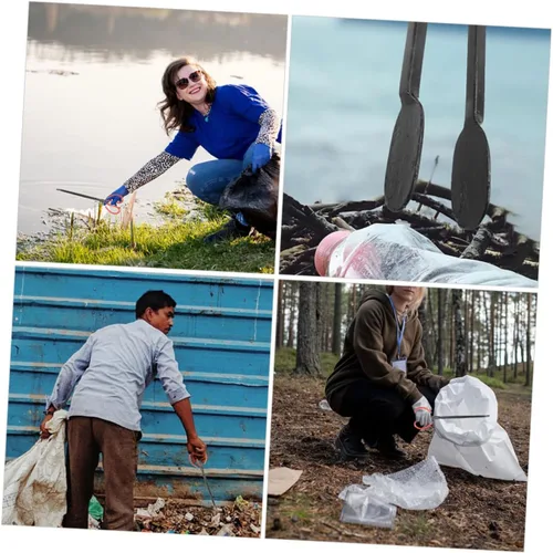 Vista 6 de LALAFINA Herramienta de agarre de basura con mango ergonómico, agarrador de papel de desecho de metal, recogedor de basura, clip de basura