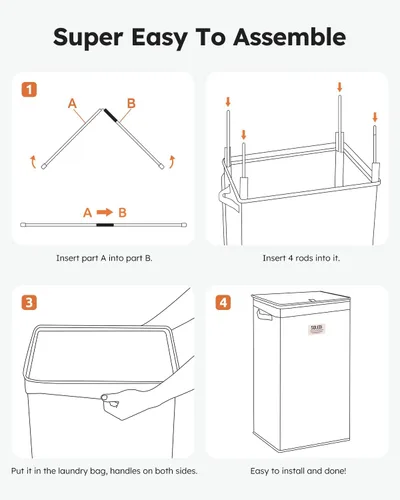 Vista 8 de SOLEDI - Canasta de lavandería con tapa de 100L, canasta de ropa plegable grande y alta, cesta de lavandería con bolsa removible fácil