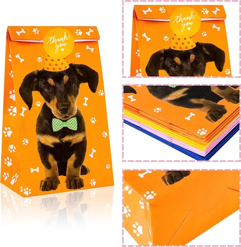 Vista 6 de C L cooper life 24 bolsas de regalo para perros y mascotas, suministros con temática de cachorro, decoración de fiesta de cumpleaños, diseño