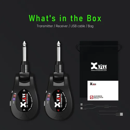 Vista 8 de Xvive U2 - Sistema inalámbrico para guitarra recargable de 2.4GHz - Transmisor y receptor inalámbricos para guitarra eléctrica y bajo