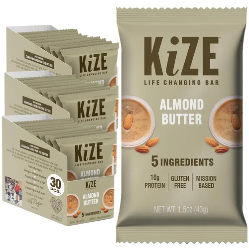 Vista 22 de KiZE Energy Bars - Barras energéticas de reemplazo de comidas con alto contenido de proteínas, a base de mantequilla de almendras, sin gluten, sin