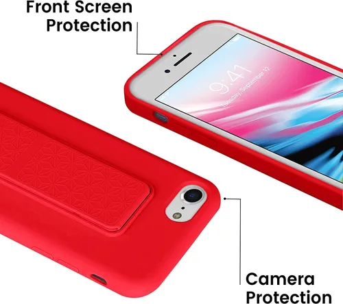 Vista 206 de Funda de silicona con soporte de LAUDTEC compatible con iPhone 7/8/SE, soporte de metal con soporte de pie vertical y horizontal, cubierta flexible