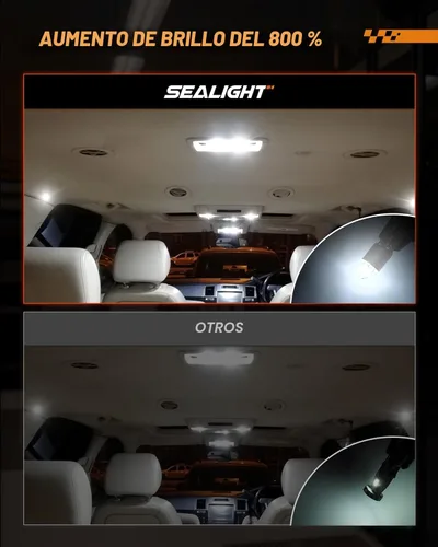 Vista 2 de SEALIGHT 194 - Bombilla LED de 6000 K, color blanco, para placa de matrícula, cúpula, T10 168 2825 W5W 3030, chips brillantes en cuña para bombilla