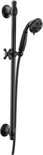 Vista 4 de Delta Faucet 3-Spray H2Okinetic Slide Bar ducha de mano con manguera, bronce champán 51308-CZ
