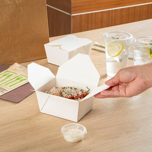 Vista 314 de Restaurantware Bio Tek - Cajas para llevar de 30 onzas, 200 loncheras para llevar, cierre de tabulación, resistentes al calor, desechables, de papel