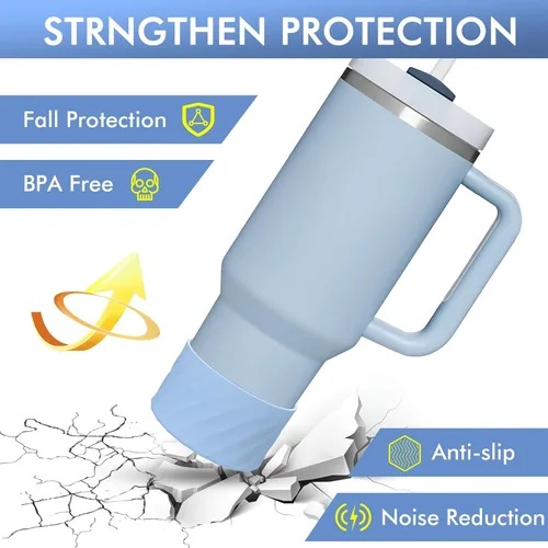 Vista 4 de WUQID Funda protectora de silicona para Stanley Quencher H2.0 de 40 onzas y IceFlow Flip 20 oz 30 oz e hydroflask 12-24 oz, funda antideslizante