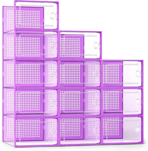 Vista 14 de Kuject Cajas de almacenamiento de zapatos grandes, 12 unidades, organizador Negro