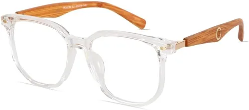 Vista 7 de Gafas de luz azul cuadrado de madera Bloomveil B1 Lente de luz azul/montura gris