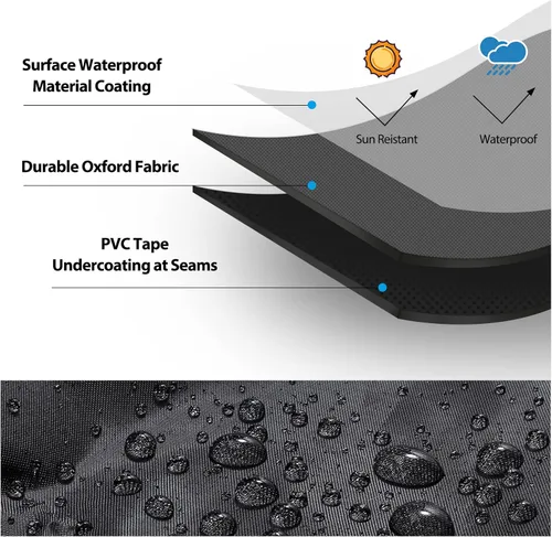 Vista 3 de Cubierta cuadrada impermeable para hoguera, 21.6 pulgadas de largo x 21.6 pulgadas de ancho x 35.4 pulgadas de alto, duradera cubierta de gas